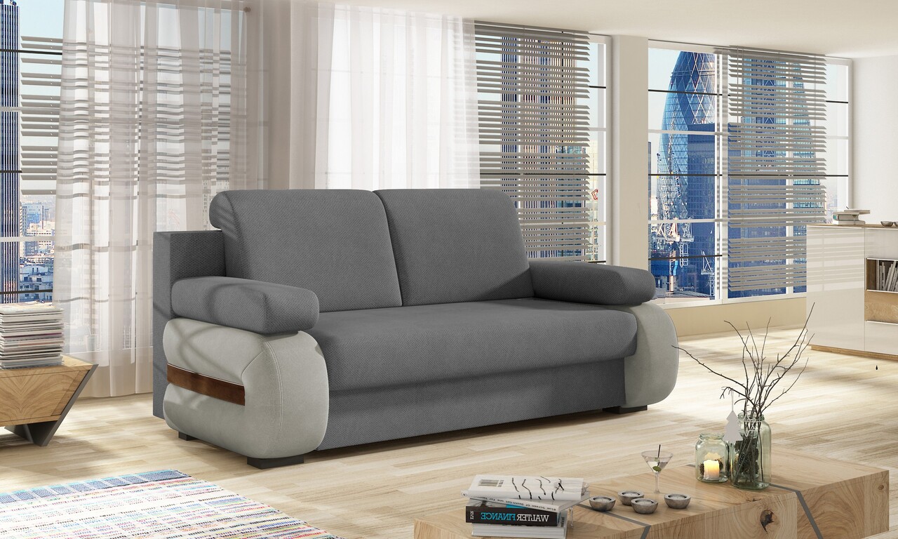 Canapea extensibila 3 locuri ELTAP, Laura, 202x79x84 cm, lemn/poliester, gri inchis/gri deschis - imagine 5